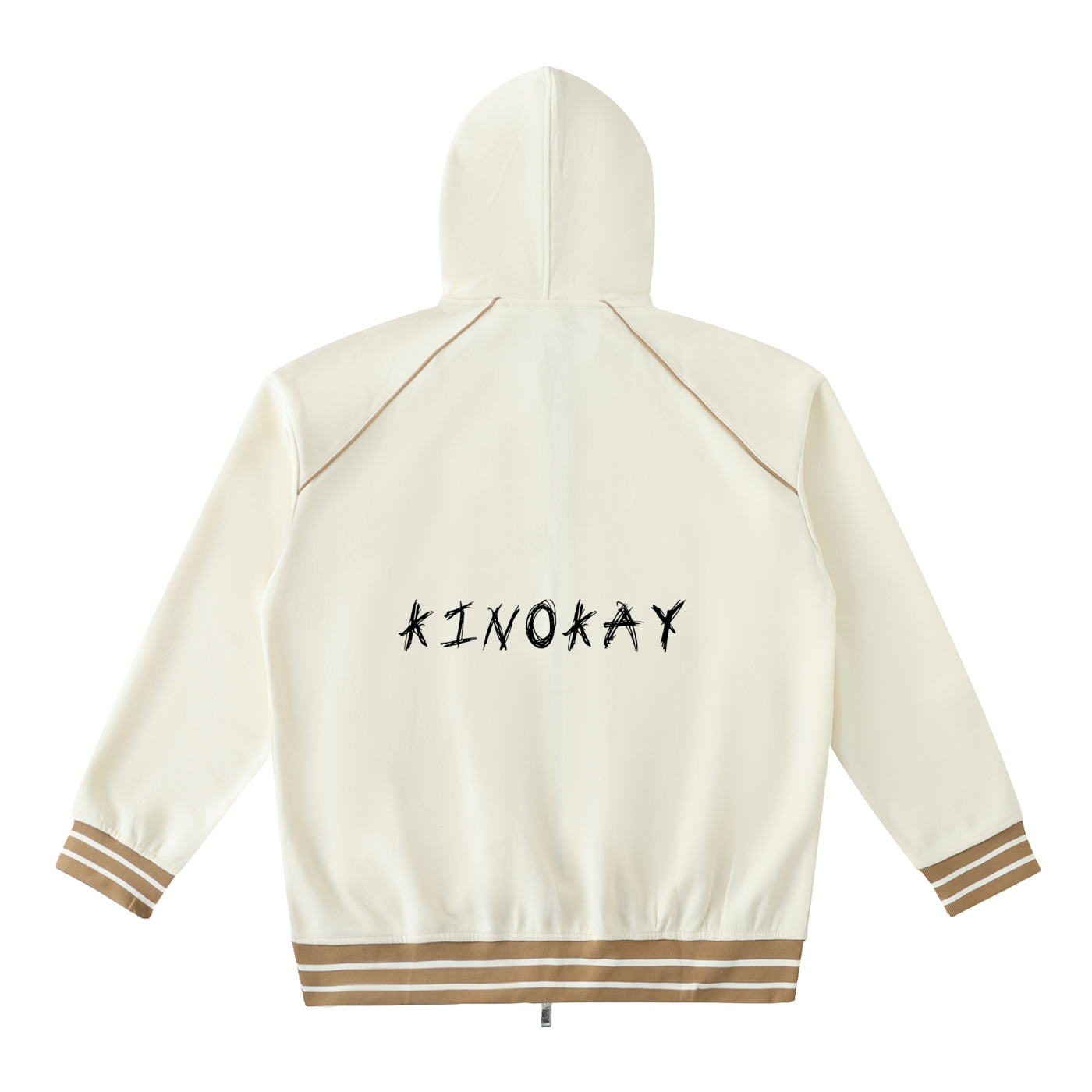 Striped Trim Zip-Up Hoodie