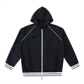 Striped Trim Zip-Up Hoodie
