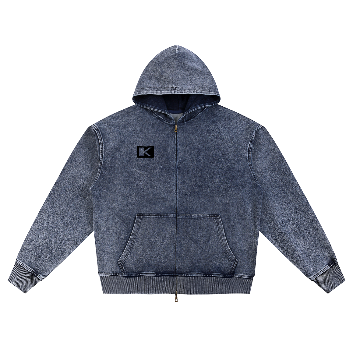 Snow Wash Oversized Zip-Up Hoodie