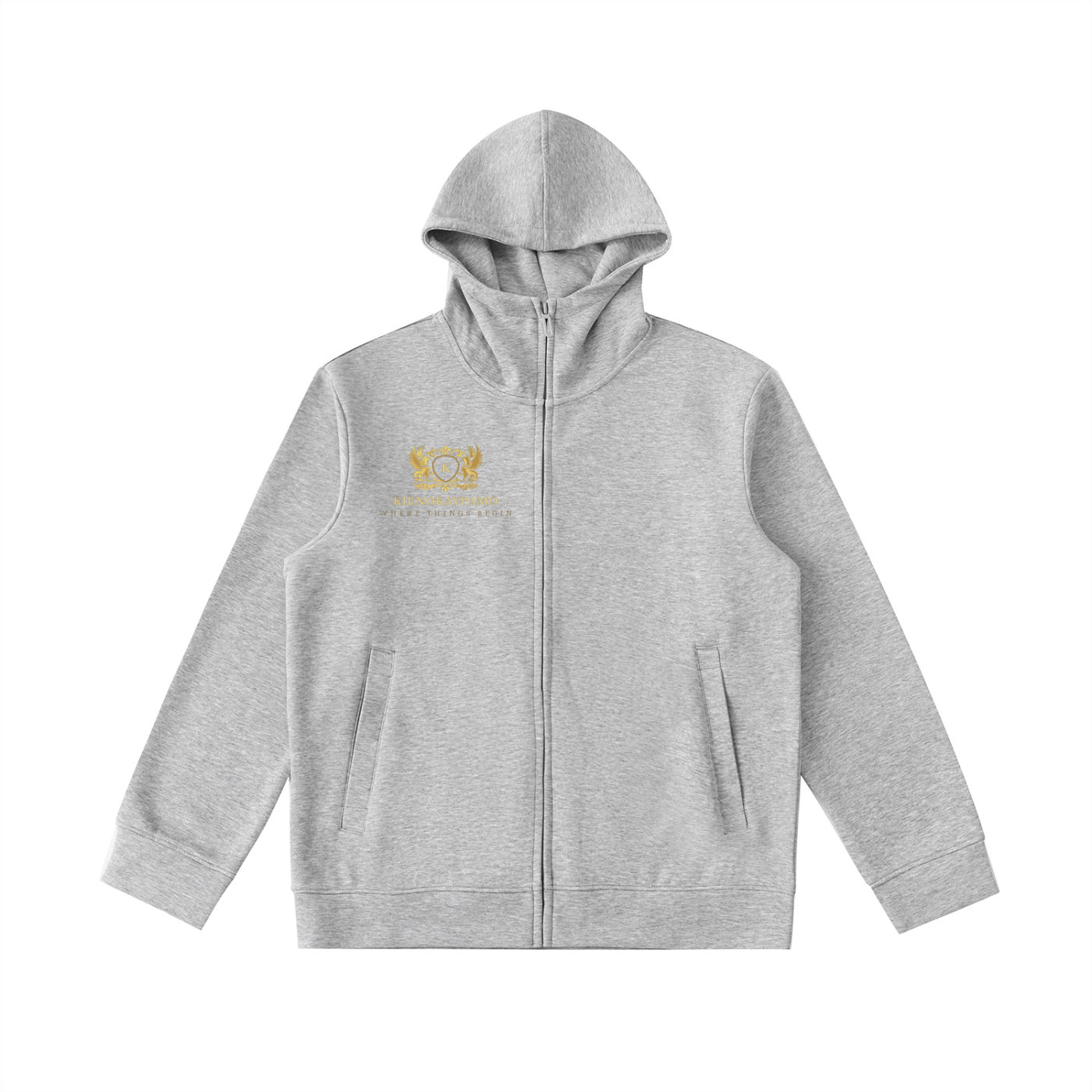 Essential Heavyweight High Neck  Zip-Up Hoodie