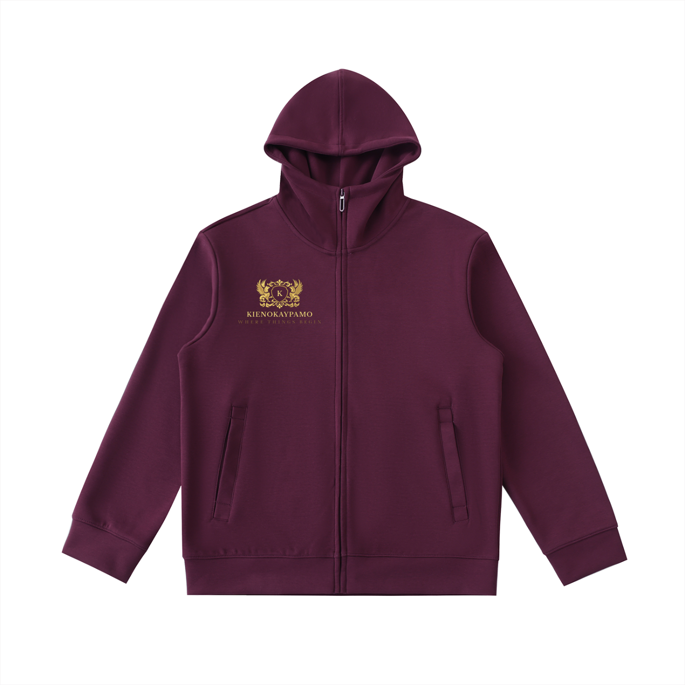Essential Heavyweight High Neck  Zip-Up Hoodie