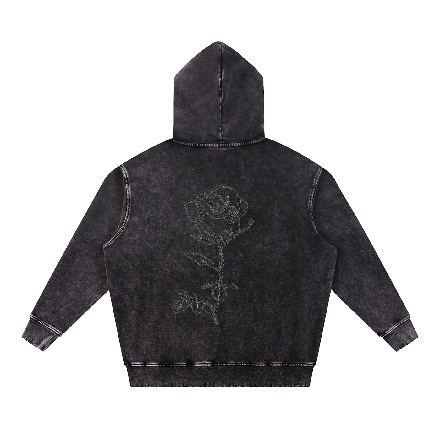 Snow Wash Hand-Frayed Heavyweight  Hoodie