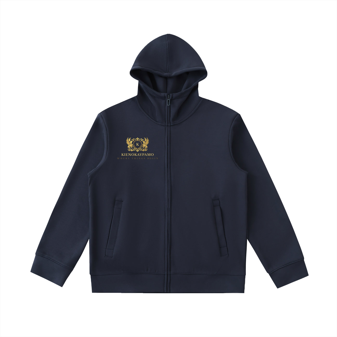 Essential Heavyweight High Neck  Zip-Up Hoodie
