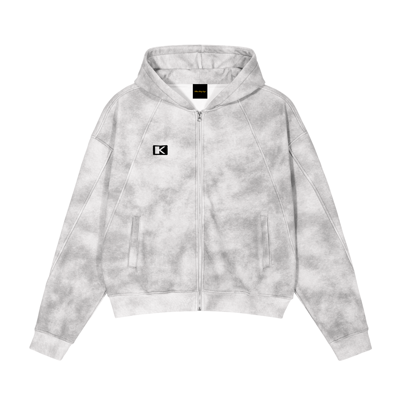 Dirty Washed Zip-Up Fleece Hoodie
