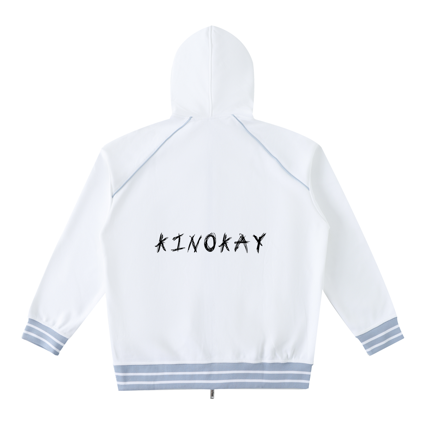 Striped Trim Zip-Up Hoodie