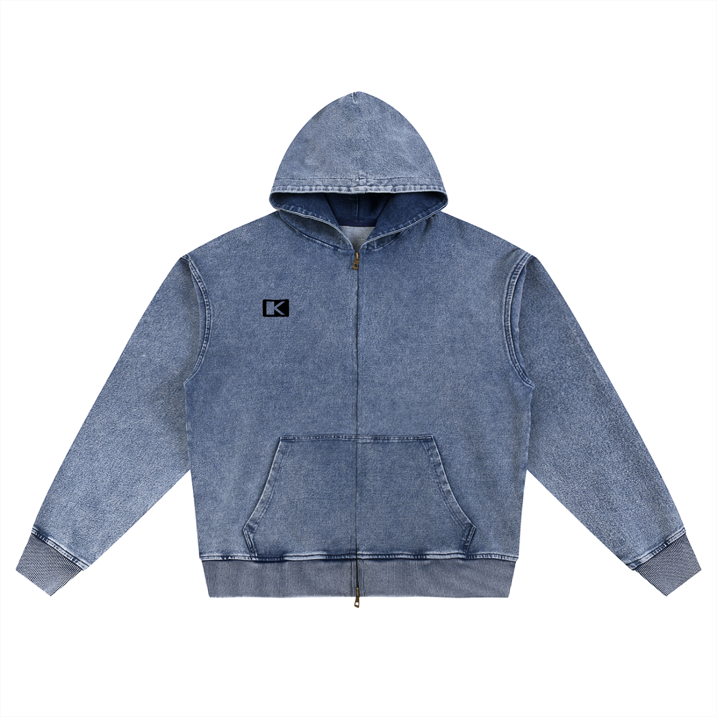 Snow Wash Oversized Zip-Up Hoodie