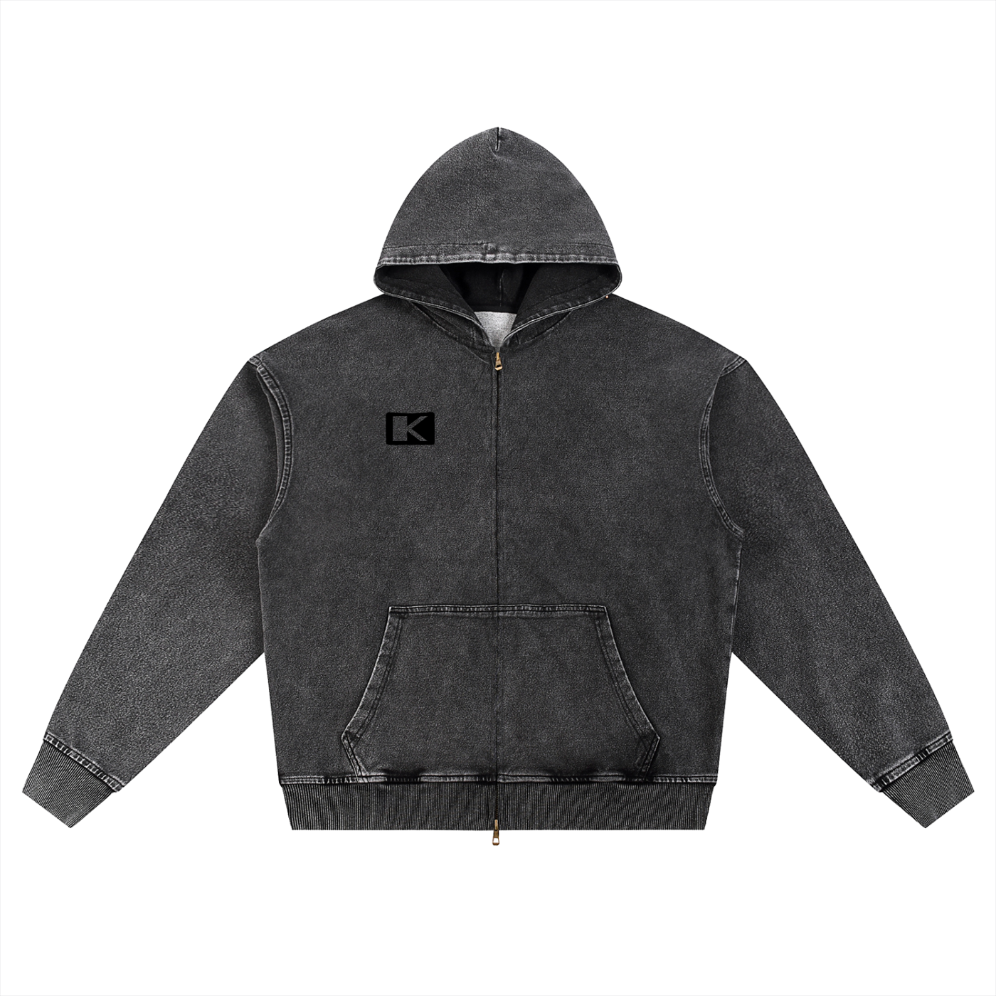 Snow Wash Oversized Zip-Up Hoodie