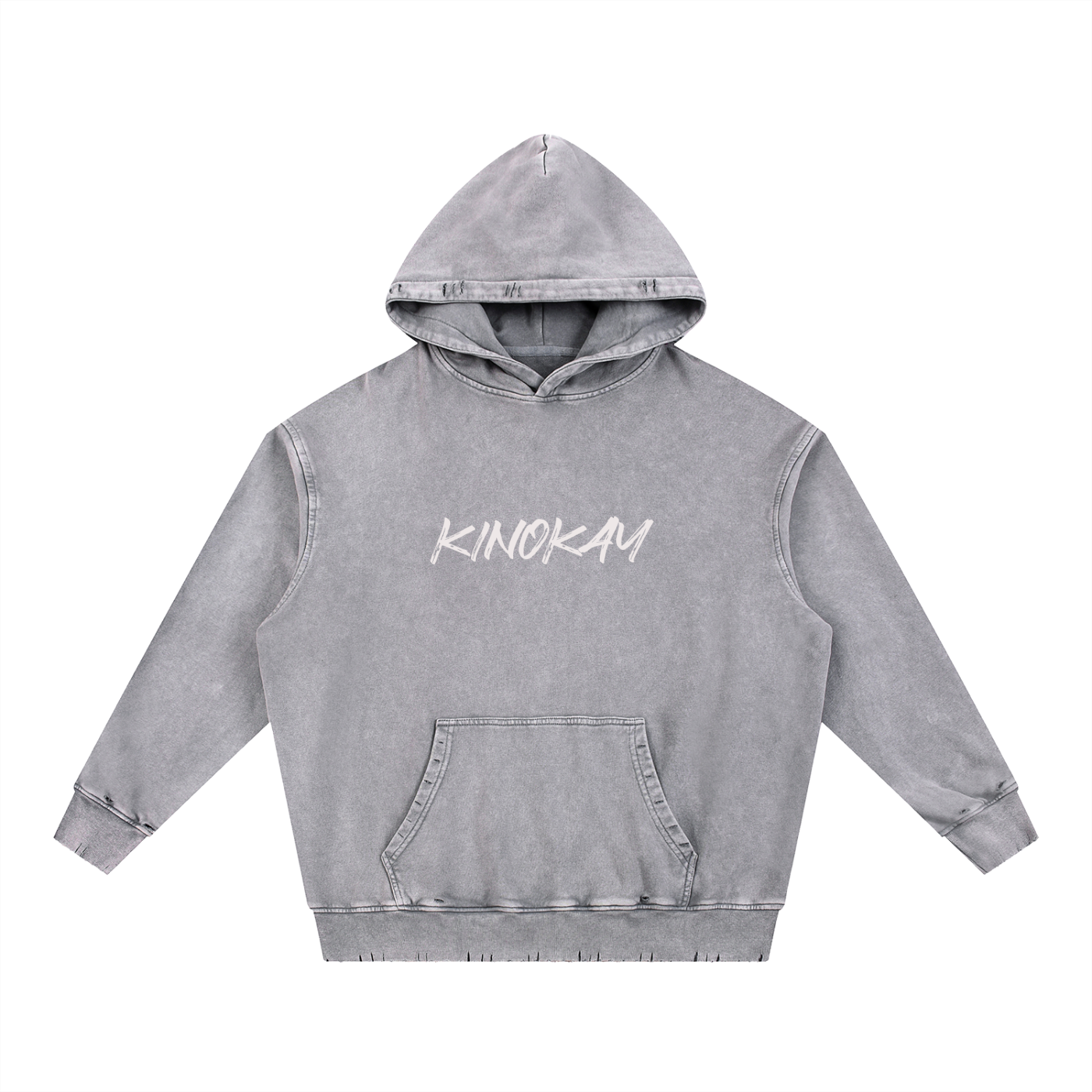Snow Wash Hand-Frayed Heavyweight  Hoodie