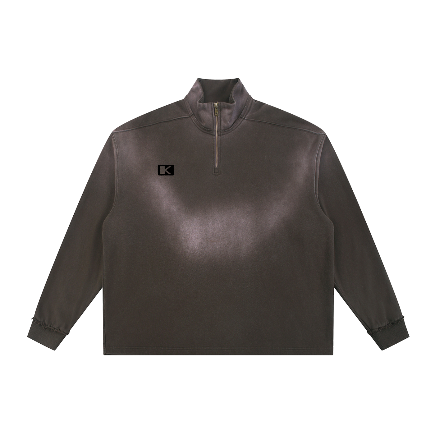 Sun Fade Raw Edge Quarter-Zip Sweatshirt