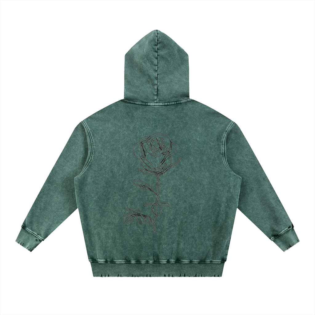Snow Wash Hand-Frayed Heavyweight  Hoodie
