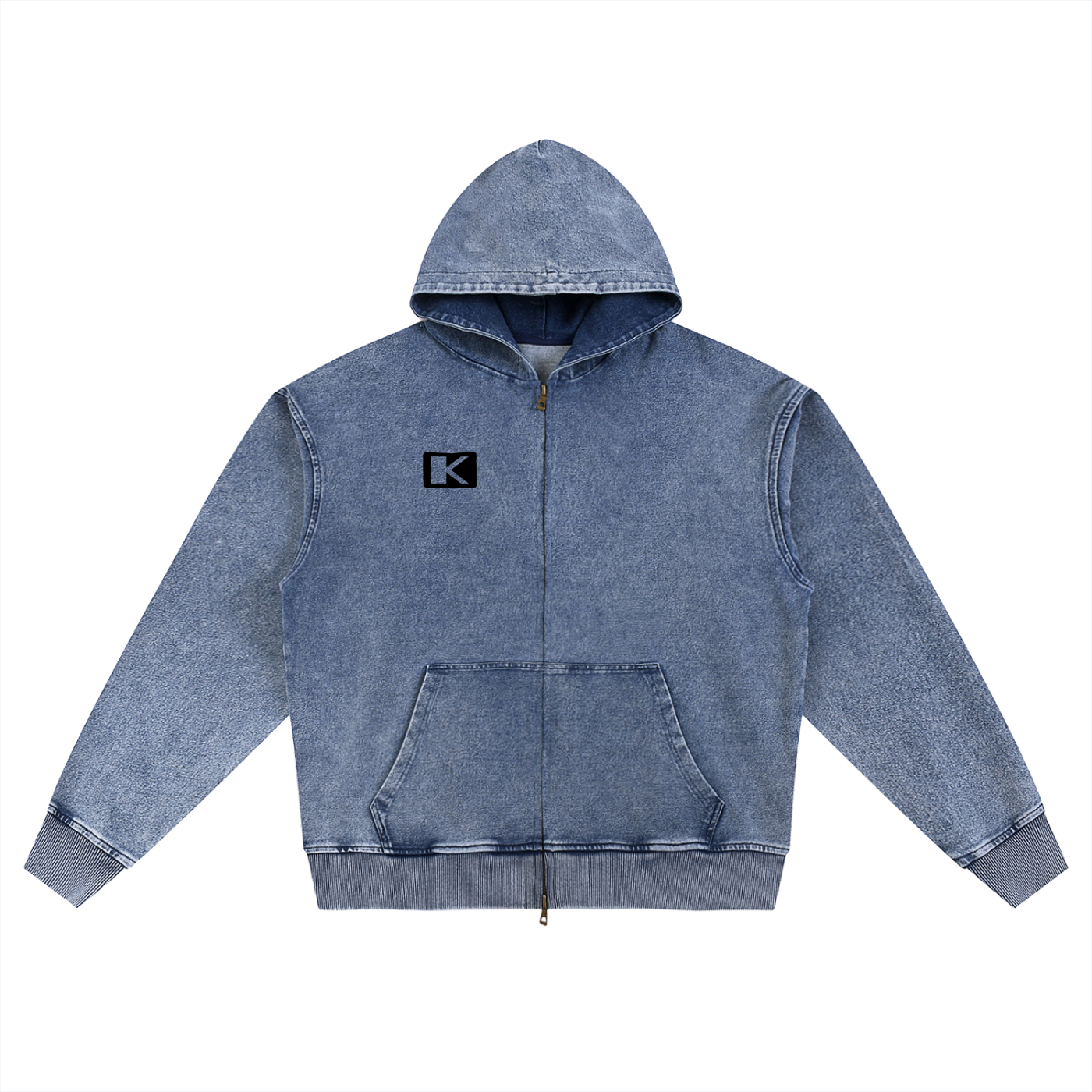 Snow Wash Oversized Zip-Up Hoodie