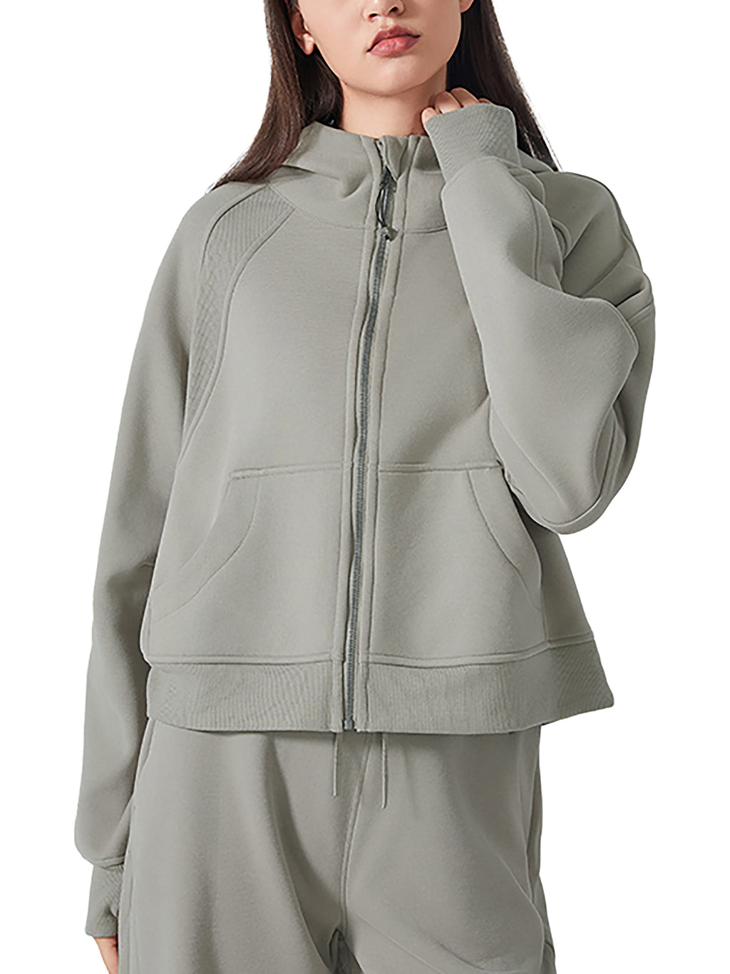 Cropped Zip-Through Hoodie