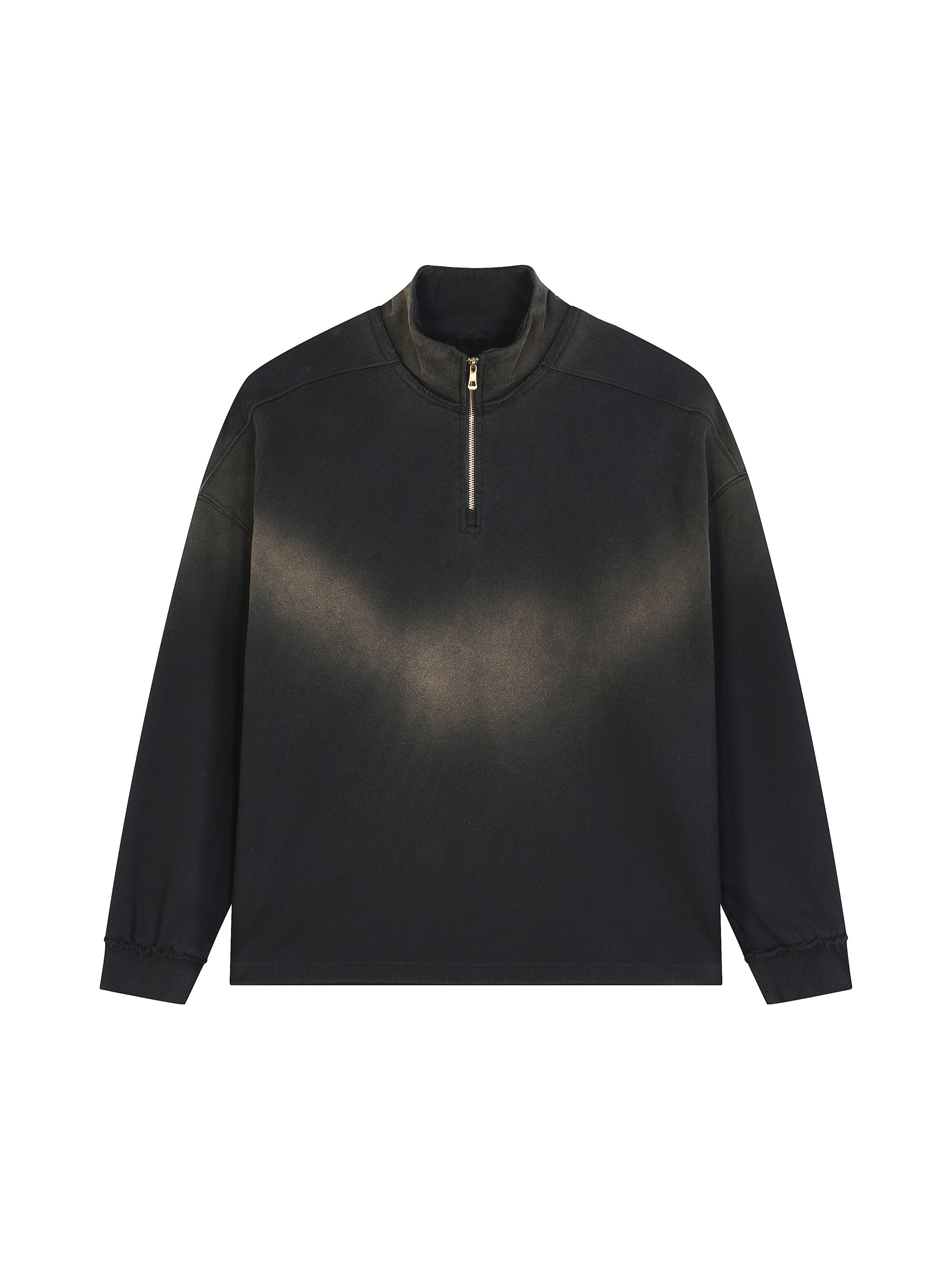 Sun Fade Raw Edge Quarter-Zip Sweatshirt